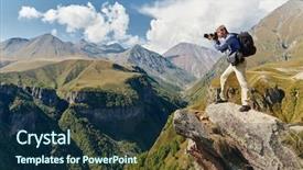  Presentation with photograph - PPT theme featuring mirror camera at rock mountain background and a navy blue colored foreground