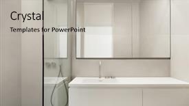  Presentation with consept architecture - Slide set featuring mirror glass - architecture empty bathroom in cement background and a light gray colored foreground