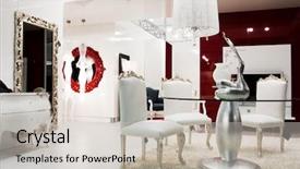  Presentation with furniture - Presentation featuring mirror glass - beautiful and modern furniture background and a  colored foreground