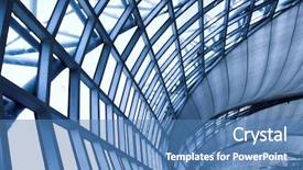  Presentation with glass ceiling - Beautiful presentation design featuring mirror glass - grey unusual geometric ceiling backdrop and a teal colored foreground