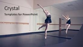  Presentation with ballerina - Colorful PPT theme enhanced with mirror in the dance backdrop and a light gray colored foreground