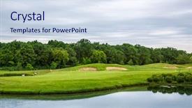 Presentation with mirror - Cool new PPT theme with mirror lake lawn for golfing backdrop and a sky blue colored foreground