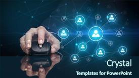  Presentation with wireless network - Presentation design having mirror link - hand using wireless mouse background and a  colored foreground