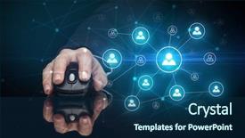  Presentation with wireless network - Amazing slide set having mirror link - hand using wireless mouse backdrop and a  colored foreground