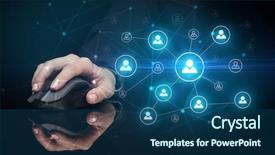  Presentation with wireless network - Slide deck featuring mirror link - hand using wireless mouse background and a  colored foreground