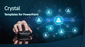  Presentation with wireless network - Audience pleasing slides consisting of mirror link - hand using wireless mouse backdrop and a  colored foreground