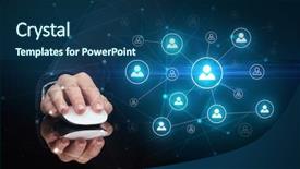  Presentation with wireless network - Audience pleasing presentation theme consisting of mirror link - hand using wireless mouse backdrop and a  colored foreground