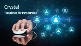  Presentation with wireless network - Slide deck consisting of mirror link - hand using wireless mouse background and a  colored foreground