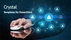  Presentation with wireless network - Colorful PPT layouts enhanced with mirror link - hand using wireless mouse backdrop and a  colored foreground