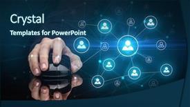  Presentation with wireless network - Beautiful presentation featuring mirror link - hand using wireless mouse backdrop and a navy blue colored foreground