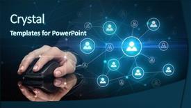  Presentation with wireless network - Presentation theme with mirror link - hand using wireless mouse background and a ocean colored foreground