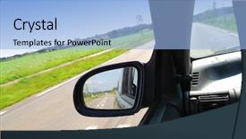  Presentation with car speeding - Presentation theme with free safety signs - rural landscape in the side-view background and a light blue colored foreground