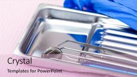  Presentation with sterilized - Theme enhanced with mirror periodontal probe and forceps background and a lemonade colored foreground