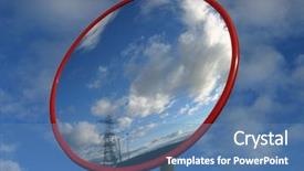 Presentation with reflecting - Theme featuring convex - mirror reflecting sky electricity pylon background and a teal colored foreground