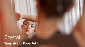  Presentation with mirror reflection - PPT theme having mirror reflection of ballerina practicing in studio background and a tawny brown colored foreground