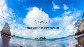  Presentation with new zealand - Colorful presentation design enhanced with mirror-reflections-of-clouds backdrop and a light blue colored foreground