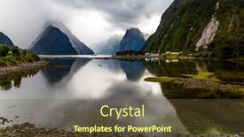  Presentation with fiord - PPT theme consisting of mirror-smooth-fiord-water-reflects background and a tawny brown colored foreground