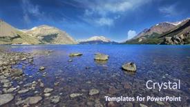  Presentation with rocky shore - Amazing presentation design having mirror-smooth-lake-surrounded backdrop and a ocean colored foreground