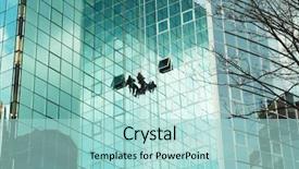  Presentation with mirror - Presentation design featuring mirror wall of office building background and a  colored foreground