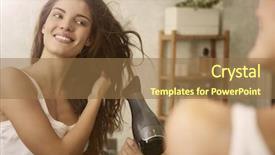  Presentation with myself - PPT theme with mirror while drying hair background and a coral colored foreground