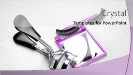  Presentation with eyelashes - Cool new PPT theme with mirror with curler and false eyelashes on light background backdrop and a white colored foreground