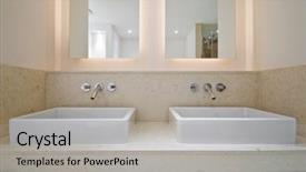  Presentation with ceramic tiles - Presentation having mirror with natural stone tiles background and a  colored foreground