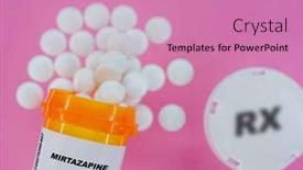  Presentation with spilling - PPT theme with mirtazapine-rx-medicine-pills background and a coral colored foreground