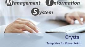  Presentation with information system - Beautiful presentation theme featuring mis - concept of management information system backdrop and a sky blue colored foreground