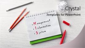 Presentation with management - Cool new PPT theme with mis - management concept notepad and pencils backdrop and a light gray colored foreground