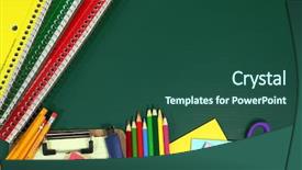  Presentation with back school - Amazing presentation design having miscellaneous back to school items backdrop and a ocean colored foreground