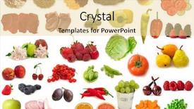  Presentation with meat food - Colorful slide deck enhanced with miscellanous - big raw food collection fruits backdrop and a  colored foreground