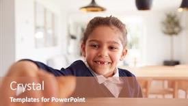  Presentation with croissant - Theme having mischievous-girl-wearing-school-uniform background and a coral colored foreground