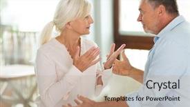  Presentation with luxury nature couple - Slide deck with miserable - mature couple in quarrel background and a coral colored foreground