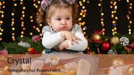  Presentation with child development developing toy - Presentation design having miserable children - child girl hides her toys background and a coral colored foreground