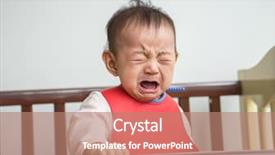  Presentation with crying baby - Colorful PPT layouts enhanced with miserable children - crying chinese baby girl backdrop and a coral colored foreground