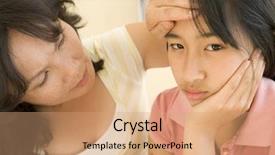  Presentation with temperature - PPT theme with miserable children - girl having her temperature measured background and a coral colored foreground