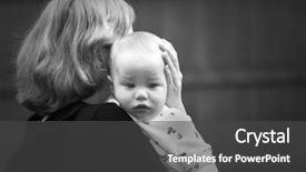  Presentation with sad children - Slide set having miserable children - mother comforting a sad baby background and a dark gray colored foreground
