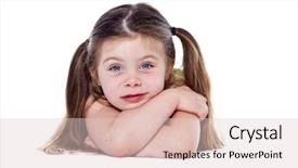  Presentation with pretty girl - PPT theme featuring miserable children - pretty girl close-up studio portrait background and a lemonade colored foreground