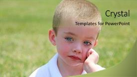  Presentation with dark and sad - Slide deck consisting of miserable children - sad boy outdoor portrait background and a mint green colored foreground