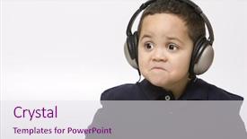  Presentation with sad children - Audience pleasing theme consisting of miserable children - sad boy with headphones not backdrop and a sky blue colored foreground