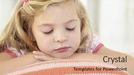  Presentation with relaxing - Colorful slide set enhanced with miserable children - young girl relaxing on cushion backdrop and a coral colored foreground
