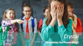 Presentation with misery - PPT layouts with misery - girl crying background and a teal colored foreground