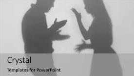  Presentation with misery - Amazing slide deck having misery - silhouettes of quarreling man backdrop and a light gray colored foreground