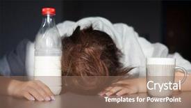  Presentation with misery - Colorful PPT theme enhanced with misery - tired woman with head backdrop and a violet colored foreground