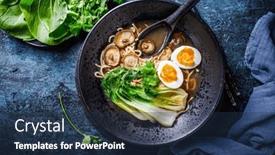  Presentation with ramen - Presentation design having miso-ramen-asian-noodles-soup background and a navy blue colored foreground