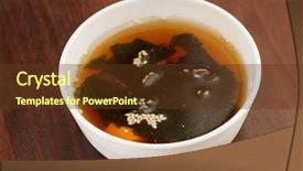  Presentation with japanese food - Amazing PPT theme having miso soup japanese food backdrop and a tawny brown colored foreground