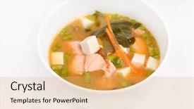  Presentation with soup appetizer and salad - PPT theme having miso soup background and a yellow colored foreground