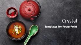  Presentation with japanese green tea - Slide set consisting of miso-traditional-japanese-soup background and a dark gray colored foreground