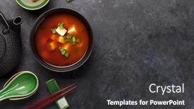  Presentation with japanese green tea - Cool new PPT theme with miso-traditional-japanese-soup backdrop and a dark gray colored foreground