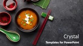  Presentation with japanese green tea - Slide set consisting of miso-traditional-japanese-soup background and a dark gray colored foreground